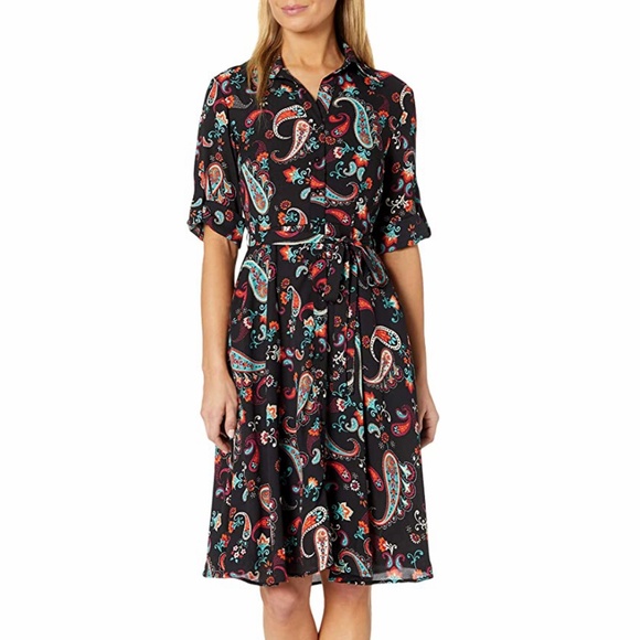 Nanette Lepore Dresses & Skirts - Nanette Lepore | Long Sleeve Paisley Print Midi Shirt Dress w/ Pockets! | NWT